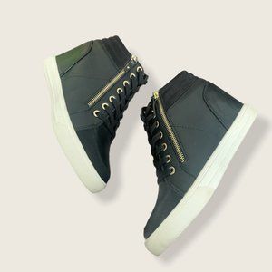 KS2 Black Wedge Zip Up Sneaker